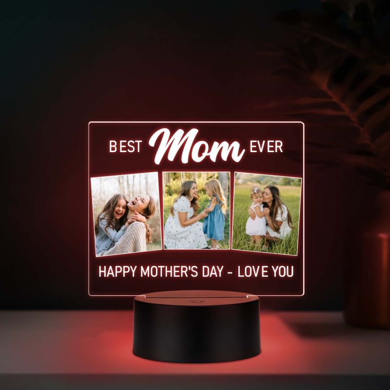 Personalized Best Mom Ever LED Night Lamp USB Color Changing Gift A Gift of Love   Forever Love Gift